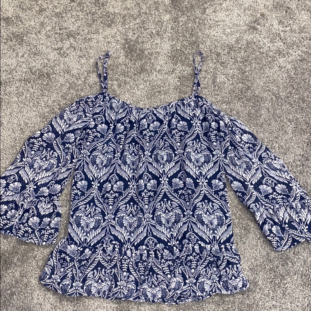 Navy printed blouse